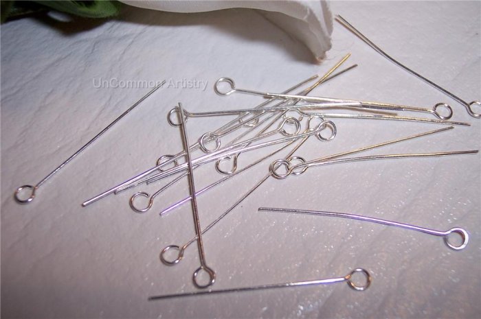 1" EYE PINS 22 Gauge SILVER PLATED q.100
