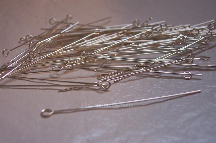 1 1/2" EYE PINS 21 Gauge STERLING SILVER q.10