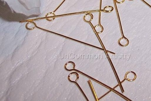 1" EYE PINS 24 Gauge GOLD PLATED q.100