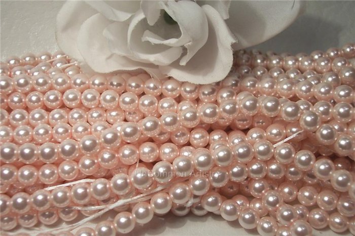 GLASS PEARLS Czech 6mm Round BABY PINK q.100