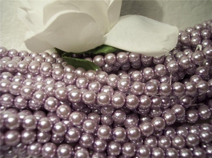 GLASS PEARLS Czech 6mm Round LILAC q.100