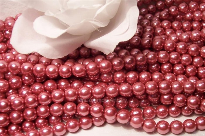 GLASS PEARLS Czech 6mm Round MAUVE q.100