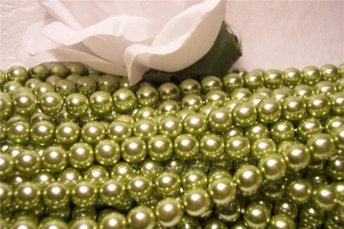 GLASS PEARLS Czech 6mm Round OLIVE q.100