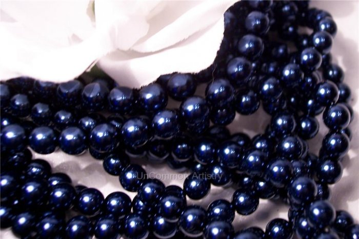 GLASS PEARLS Czech 6mm Round ROYAL BLUE q.100