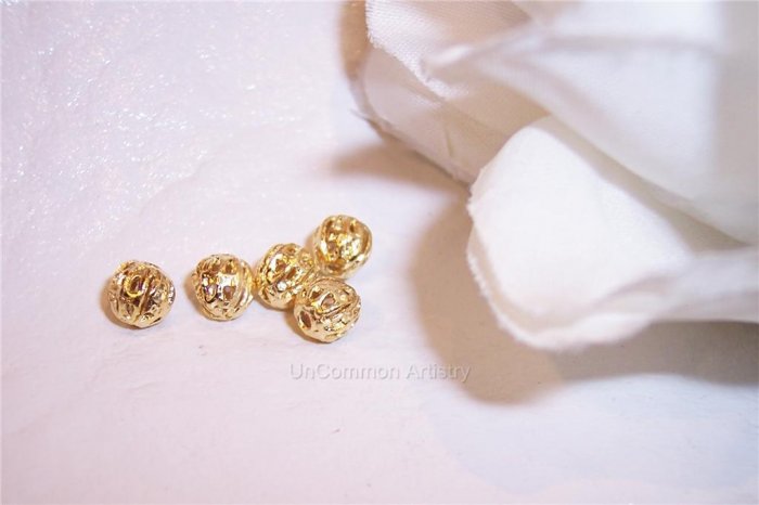 9mm FILIGREE Round Beads GOLD PLATED q.10