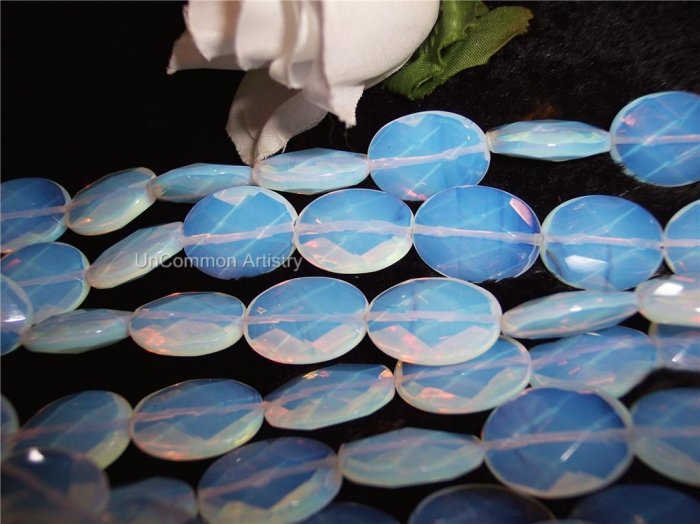 OPALITE Faceted Flat Oval Beads 13x17