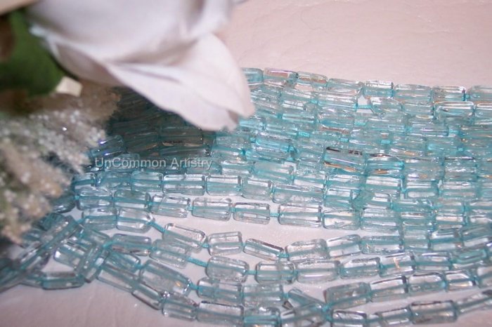 Blue Topaz 4x9mm RECTANGLE Beads 15" Strand