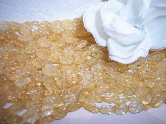 CITRINE Carved Oval Beads 7x9mm 15" strand