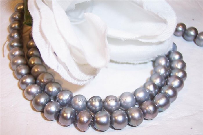 Fresh Water SILVER BUTTON Pearls 6-8mm 16" Strand