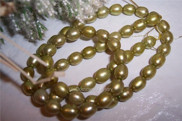 Fresh Water RICE PEARLS 5mm OLIVE 16" Strand