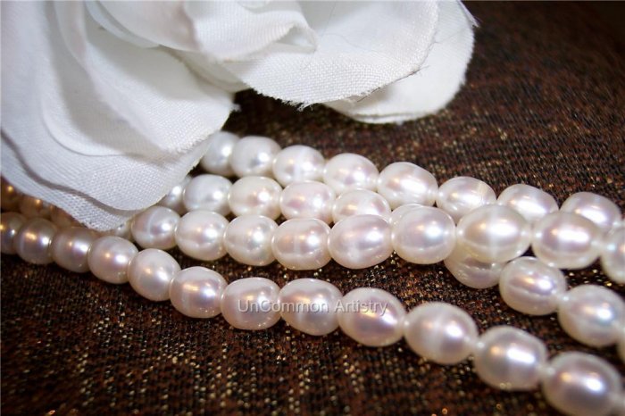 Fresh Water RICE PEARLS 4-5mm WHITE 16" Strand