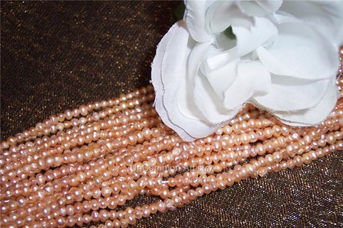 Fresh Water Potato PEARLS 2-3mm APRICOT 16" strand