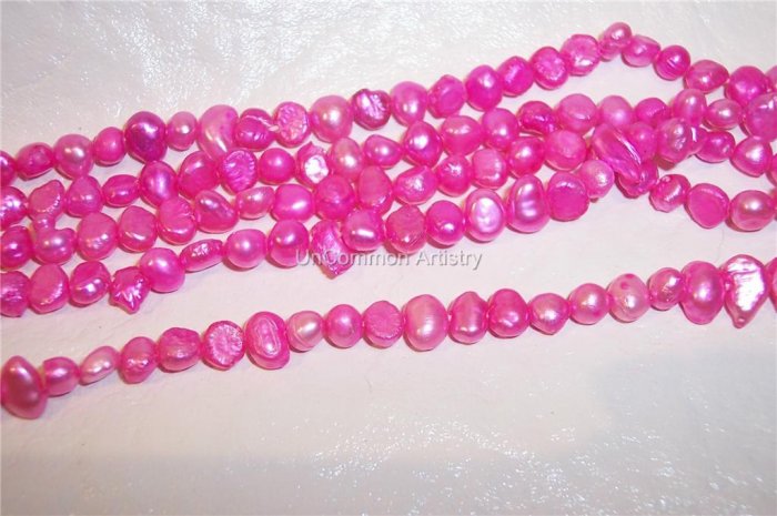 Fresh Water NUGGET PEARLS 4-5mm HOT PINK 15" Strand