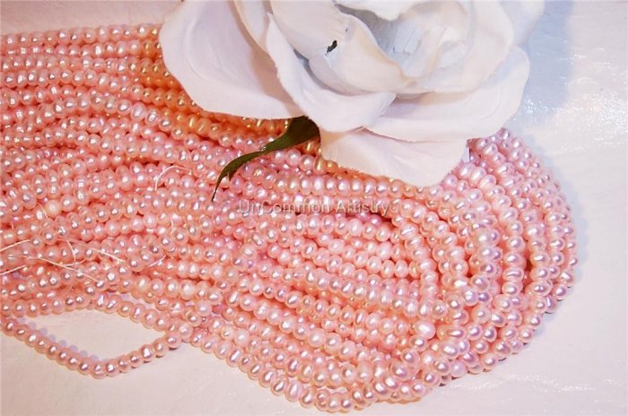 Fresh Water Potato PEARLS 3-4mm BABY PINK 16" strand