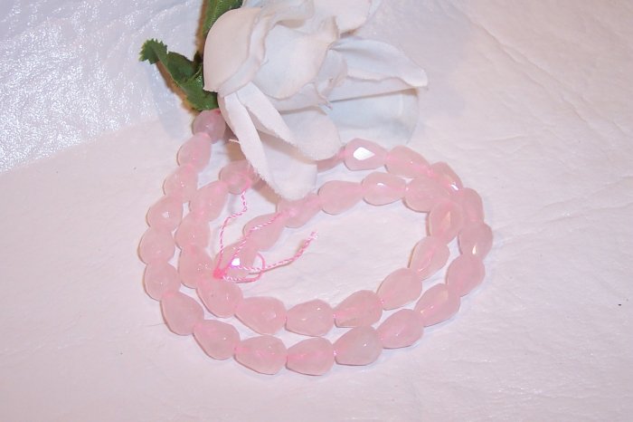 ROSE QUARTZ Faceted TEARDROP Shape Beads 16" Strand