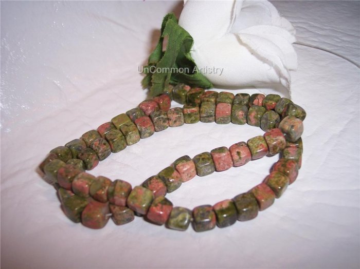 UNAKITE 6mm CUBE Beads 15" Strand
