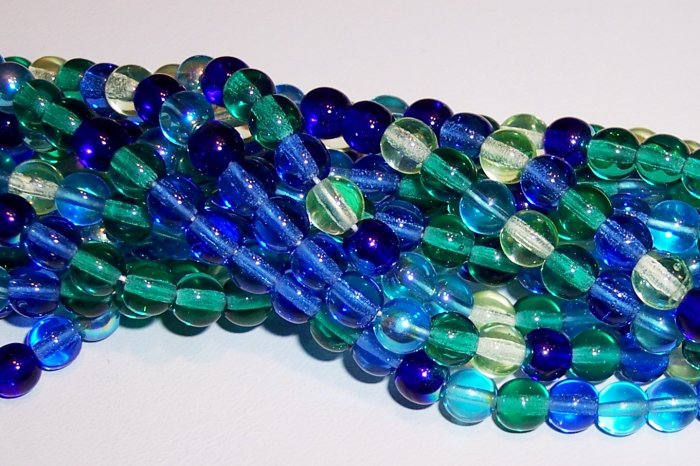 LAGOON MIX Czech DRUK 6mm Beads q.50