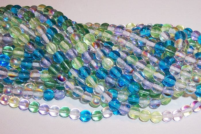 SPRING FLOWERS MIX Czech DRUK 6mm Beads 50