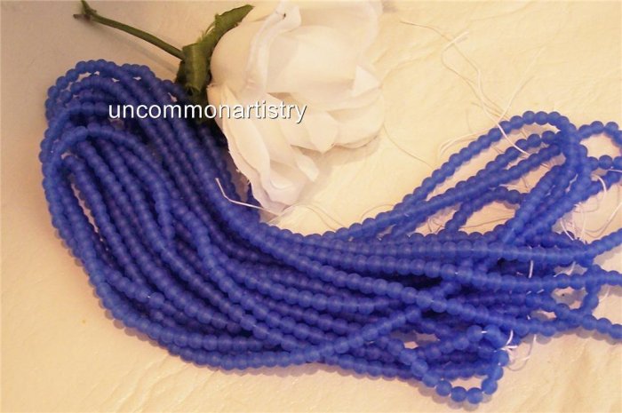 BLUE FROST 4mm Round Czech DRUK Beads q.100