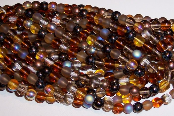 WHEATBERRY MIX Czech 4mm DRUK Beads 100