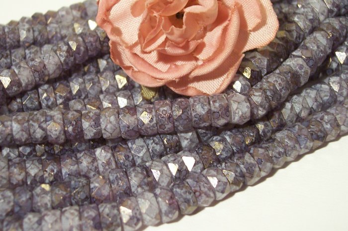 STONE AMETHYST Fire Polish 6x3mm Faceted Rondelles q.25