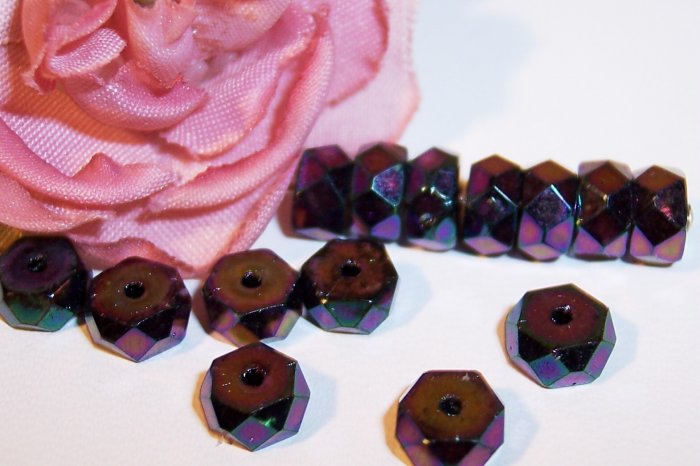 IRIS PURPLE Fire Polish 6x3mm Faceted Rondelles q.25
