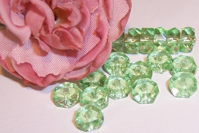 LIGHT GREEN Fire Polish 6x3mm Faceted Rondelles q.25