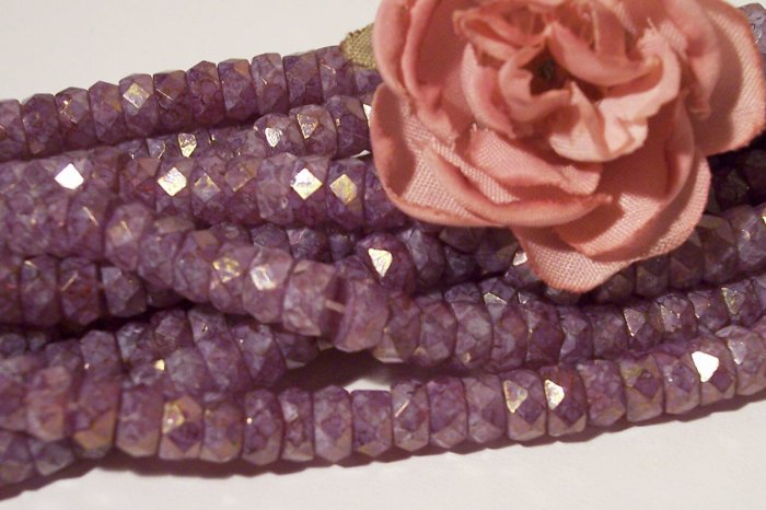 STONE PINK Fire Polish 6x3mm Faceted Rondelles q.25