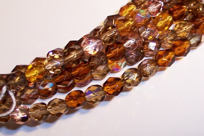 WHEATBERRY MIX Czech Fire Polish 6mm Beads 50