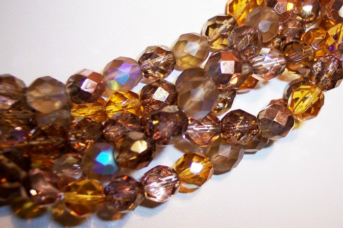 WHEATBERRY MIX Czech Fire Polish 8mm Beads 50