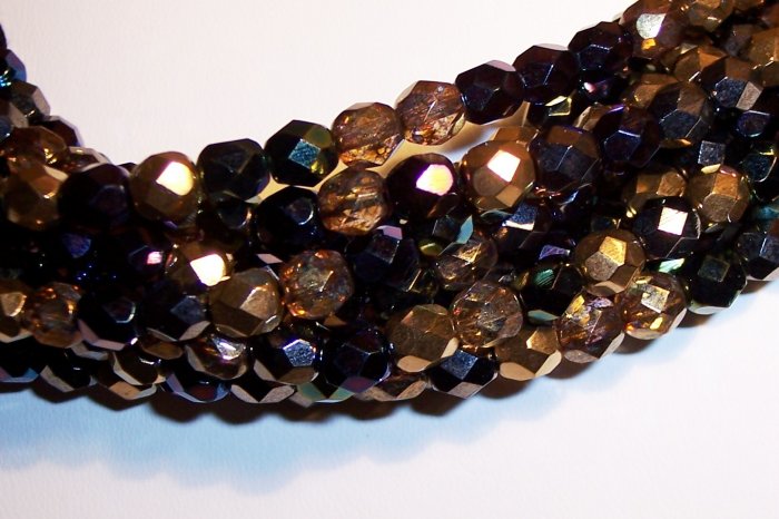 HEAVY METALS MIX Czech Fire Polish 8mm Beads 50