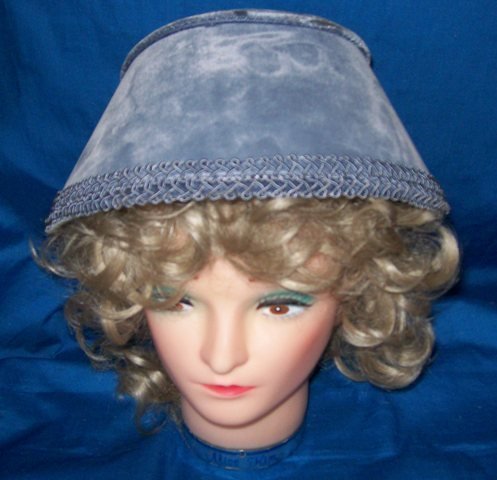 UNUSUAL DUSKY BLUE VELVET BONNETT WITH BRAID TRIM