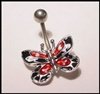 BUTTERFLY,RED AND BLACK NAVEL RING
