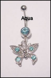 BUTTERFLY w/AQUA CZ GEMS
