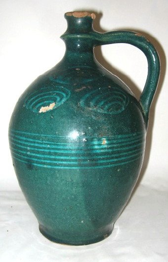 1840'S ANTIQUE PRIMITIVE AMERICANA POTTERY JUG