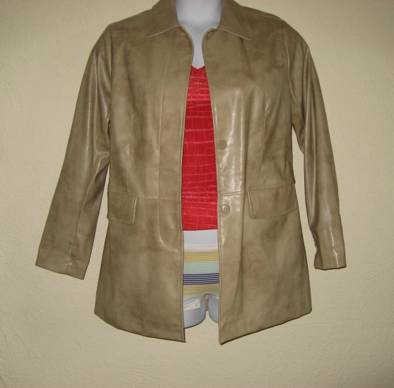 WET SEAL Womens Tan Jacket Spring Coat M/L Vegan Vinyl
