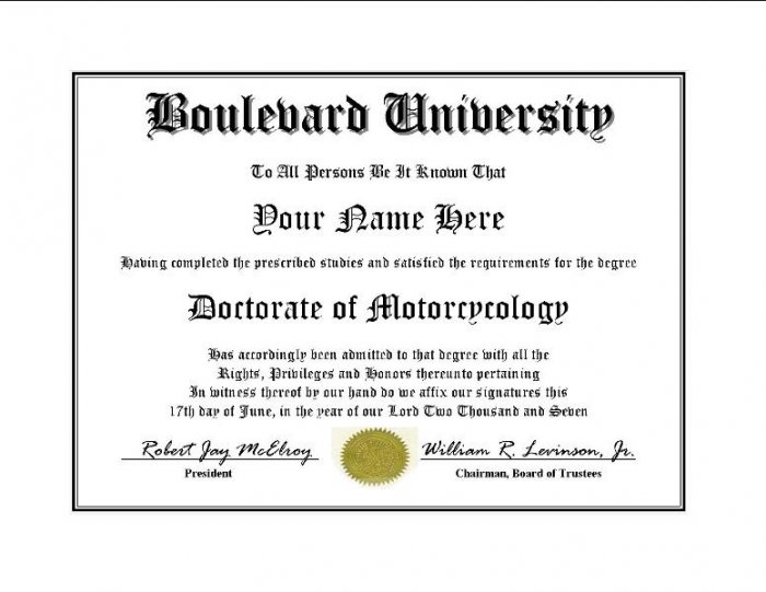 Diploma for Suzuki BOULEVARD motorcycle owner