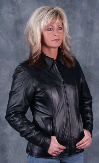 Ladies Leather Biker Jacket