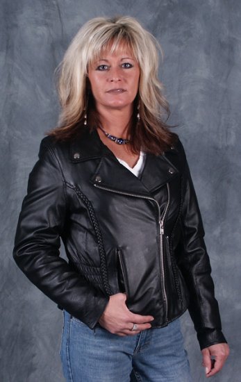Ladies Leather Biker Jacket