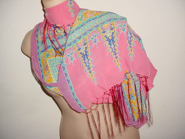 long Sari style shawl or scarf with fringe