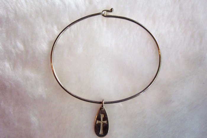 James Avery Sterling Hook On Bracelet- Open Cross Charm Retired