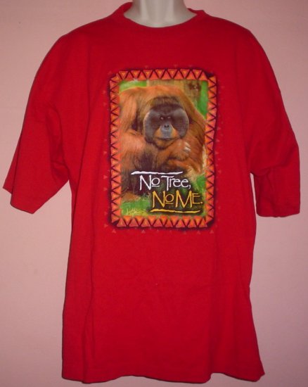 Rain Forest tee shirt Orangutan NO TREE NO ME 100% cotton Alore tee Made in USA 2XL