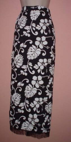 Authentic Indonesia sarong beach wrap skirt fringed floral pattern Rayon One size fits all
