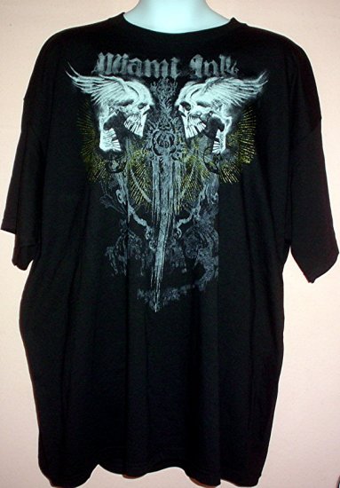 Tattoo tee shirt WINGED LAUGHING SKULLS SACRED DAGGER Goth Miami Ink 6XL Tall