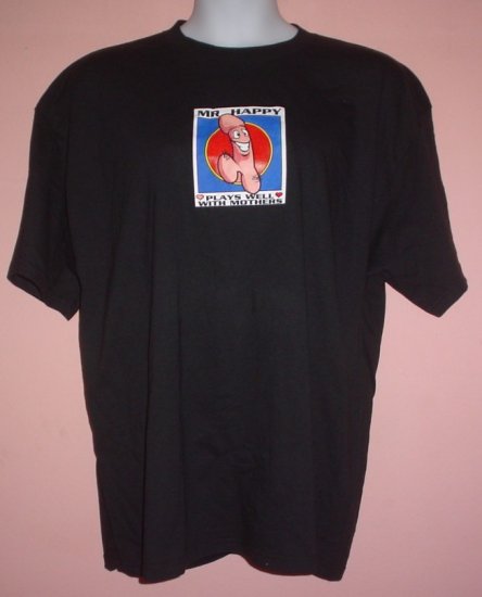 Tee shirt Mr Happy PLAYS WELL WITH MOTHERS Cotton Size 2XL