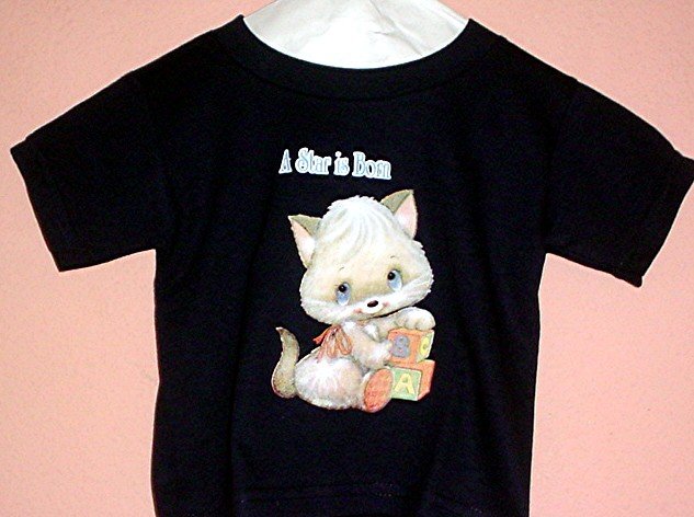 Toddler tee shirt A STAR IS BORN Kitten Size 2T Black cotton top quality tee