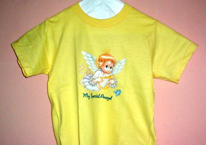 Girls tee shirt MY SPECIAL ANGEL Size 2 - 4 Yellow cotton Top Quality