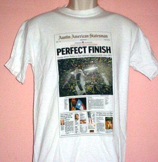 New tee shirt 2006 Rose Bowl Texas Longhorns vs USC Trojans Front page Austin Newspaper Size Small