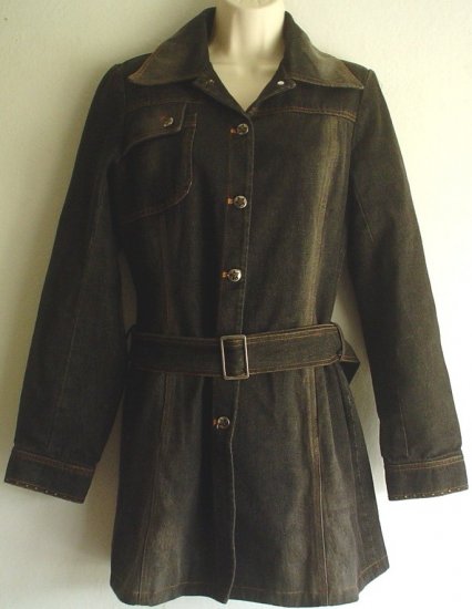 Lined black denim jacket. Fitted. Zax Size medium M