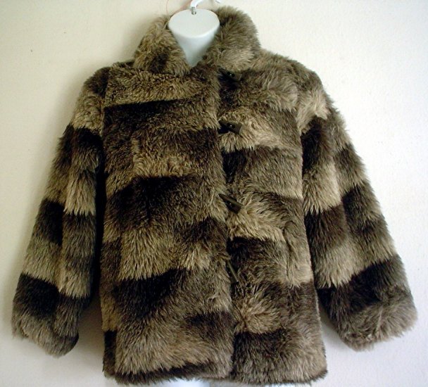 Vintage 80s fun fur jacket imitation racoon Sears size 14
